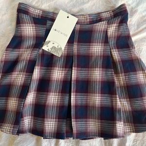 SO GFL Pleated Plaid Mini Skirt